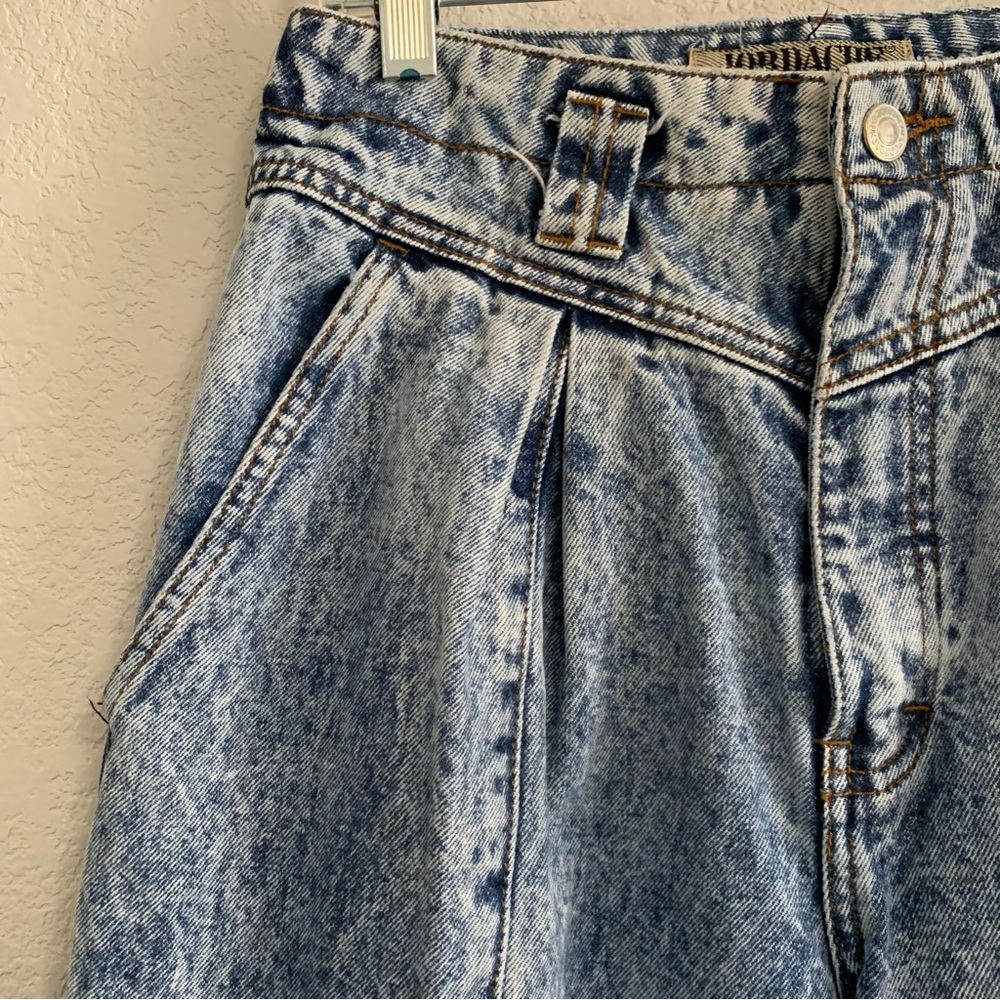 Vtg Jordache Jeans Womens 8 Acid Wash Bare Back Pleated High Rise Tapered Baggy - Picture 8 of 16